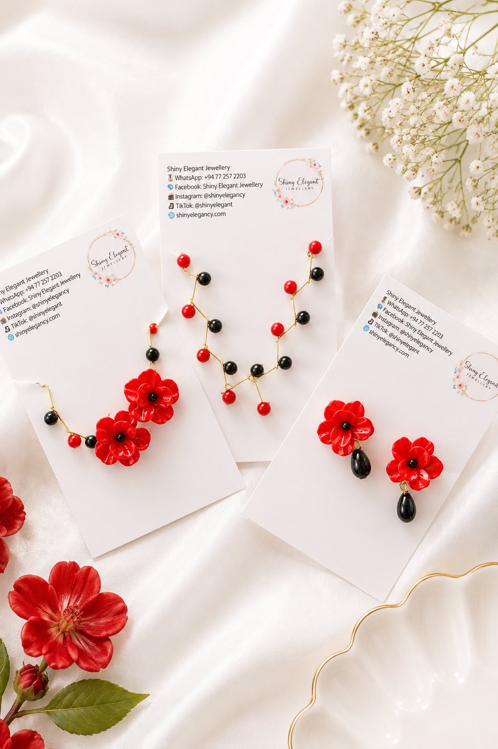 Red Flower Earrings