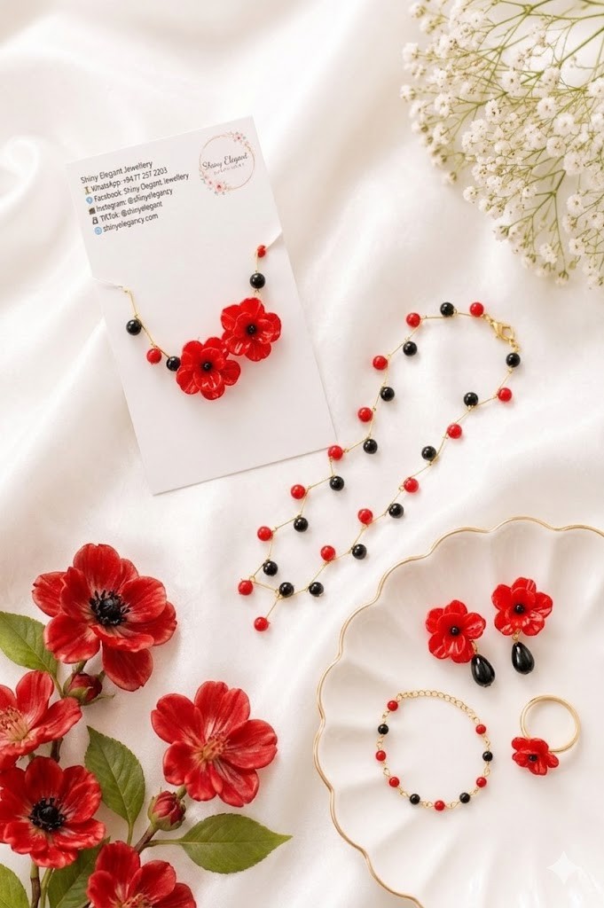 Red Poppy Jewellery Set