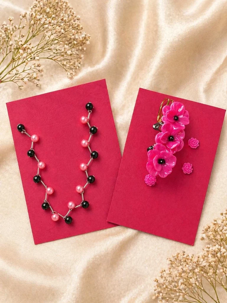 Pink and Black jewelry Set